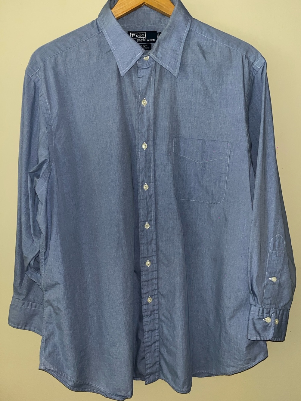 Ralph Lauren Blue Chambray Button-Up Dress Shirt